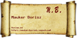 Mauker Borisz névjegykártya